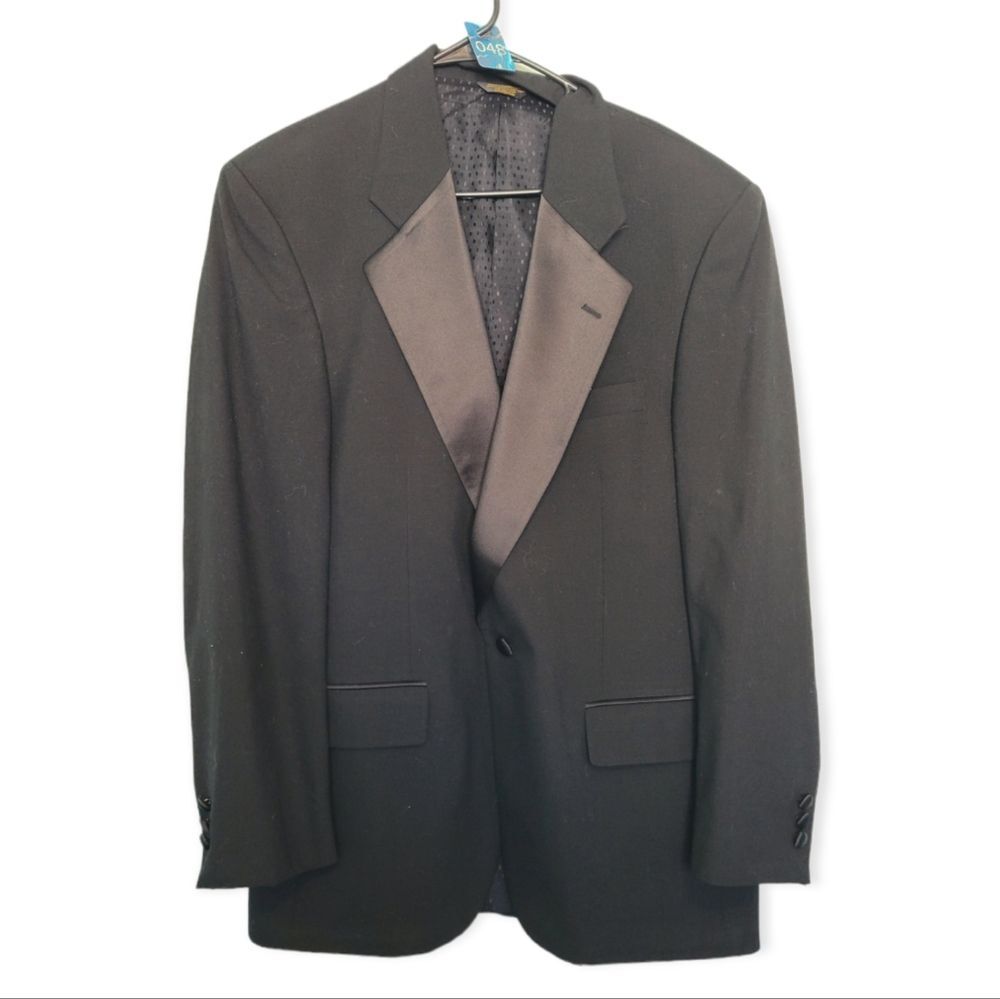 Christian Dior Le Connaisseur Black Tuxedo Jacket Button Front Satin Lapel